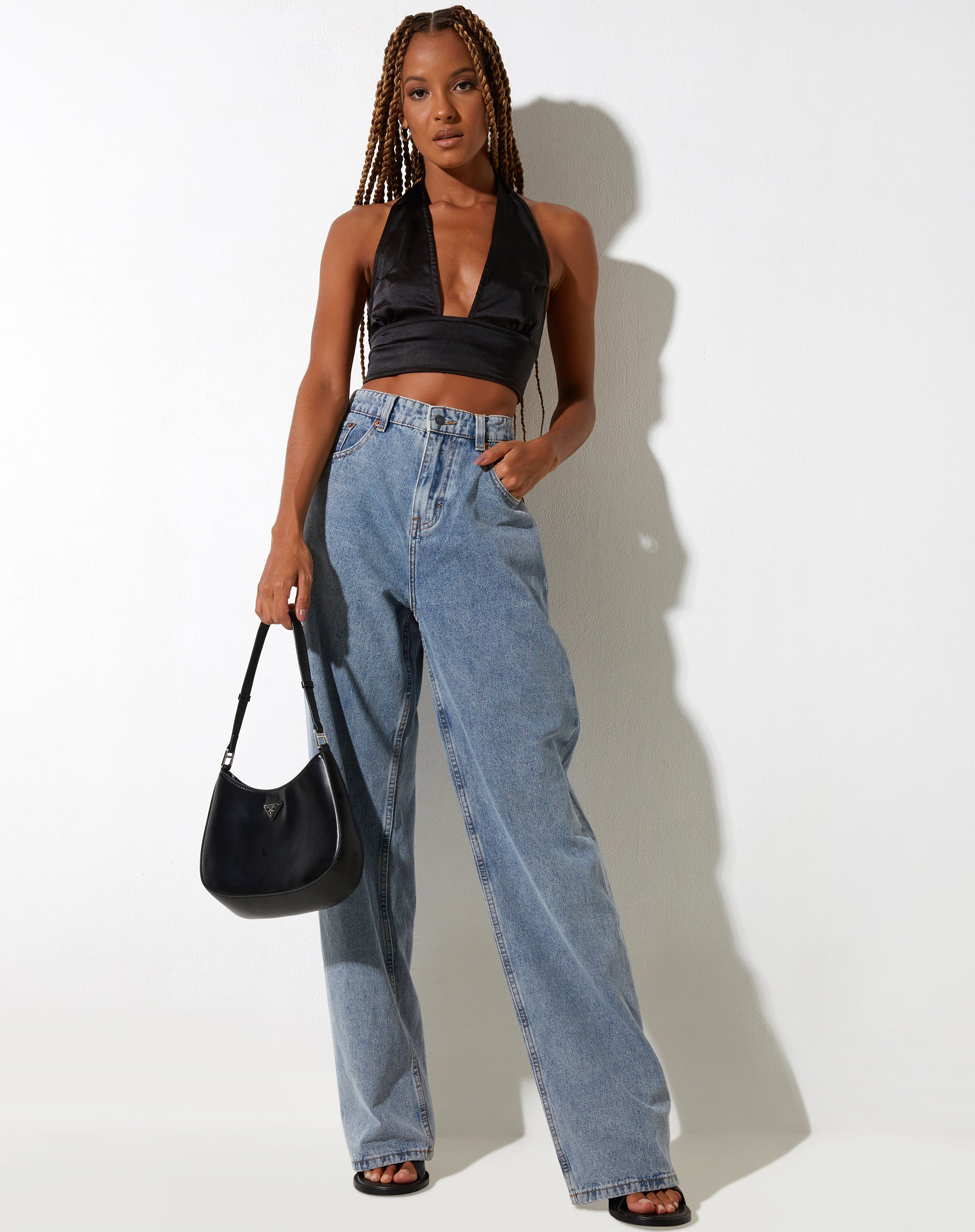 Bild von Keiza Crop Top in Satin Schwarz