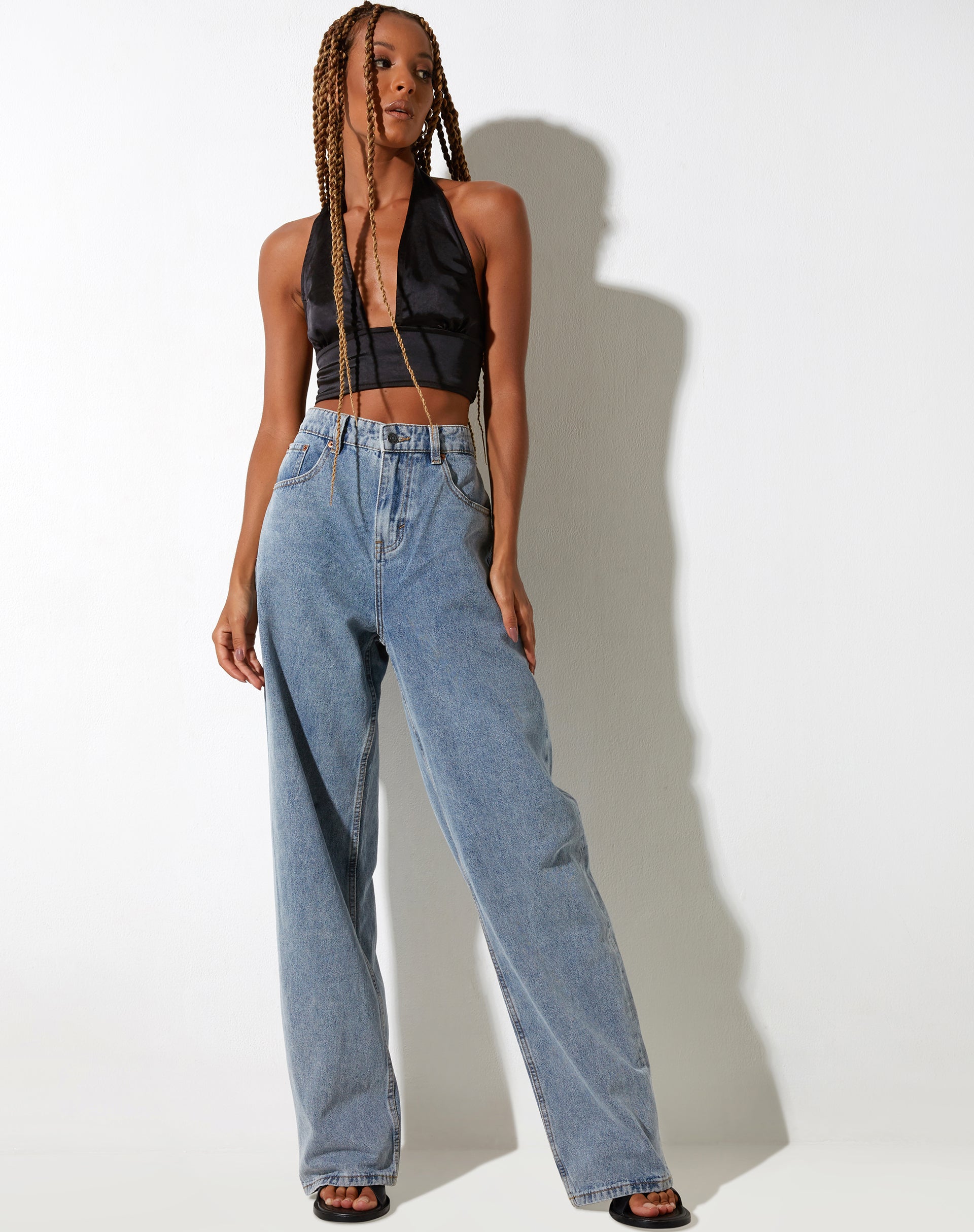 Bild von Keiza Crop Top in Satin Schwarz