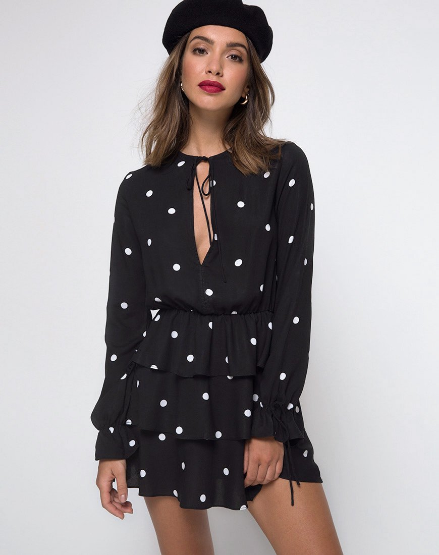 Kepsibelle Kleid in Schwarz und Weiß Polkadot