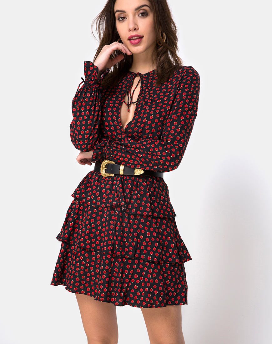 Kepsibelle Kleid in Dotty Rose Schwarz