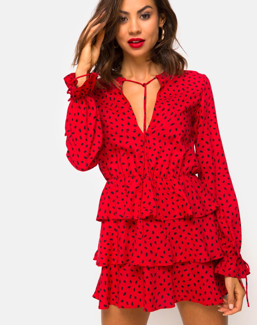 Kepsibelle Kleid in Mini Diana Dot Rot und Schwarz