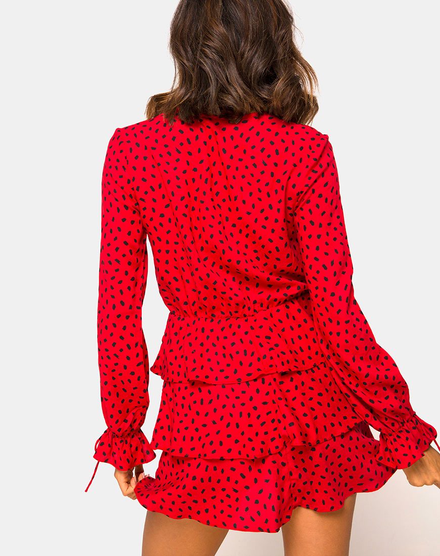 Image of Kepsibelle Kleid in Mini Diana Dot Rot und Schwarz
