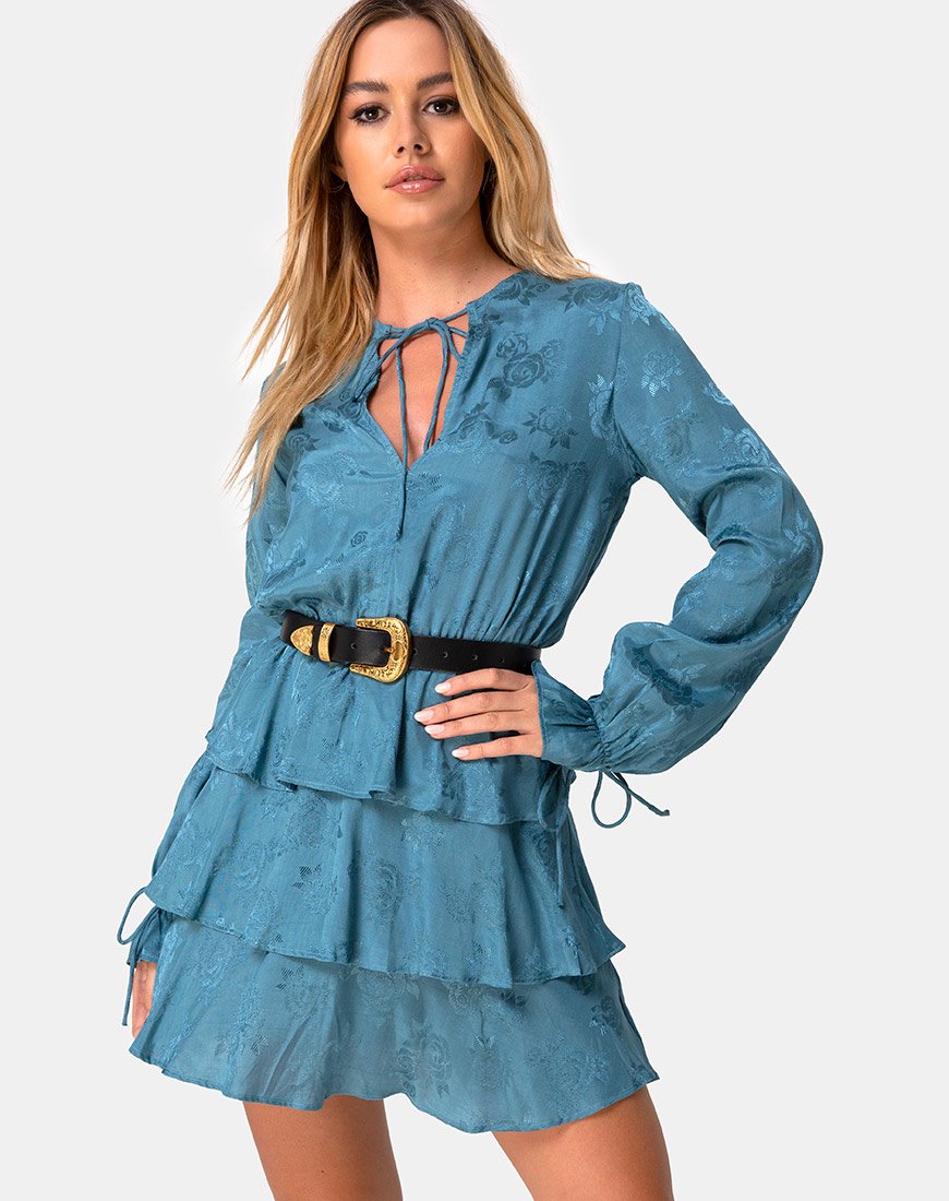 Kepsibelle Kleid in Satin Rose Staubig Blau