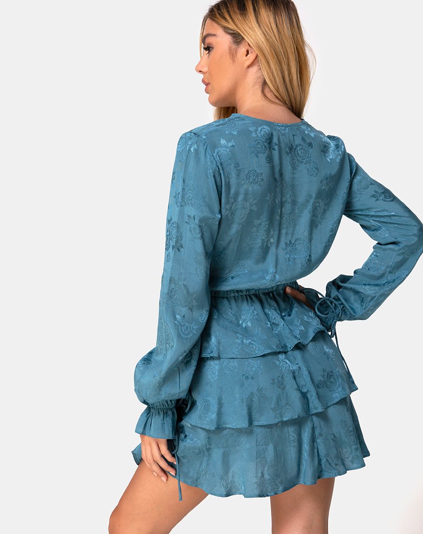 Kepsibelle Kleid in Satin Rose Staubig Blau