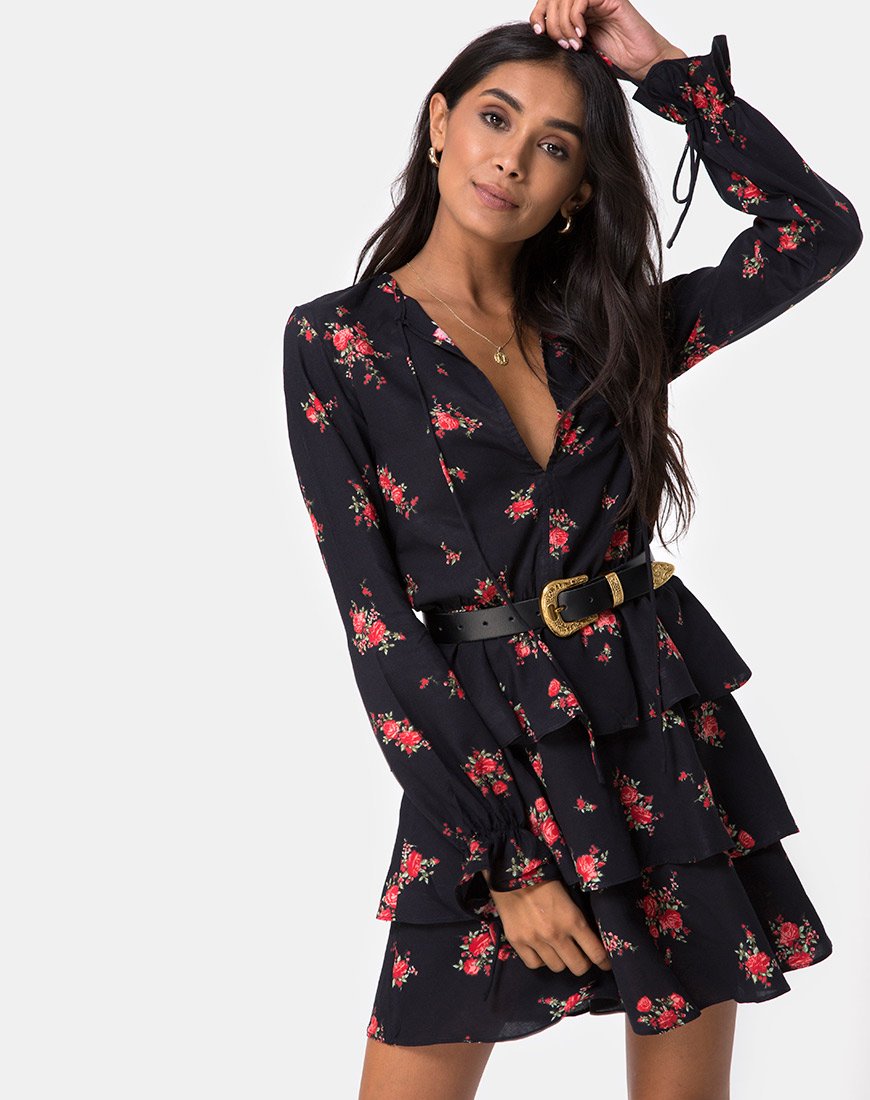 Image of Kepsibelle Kleid in Soi Rose Schwarz und Rot