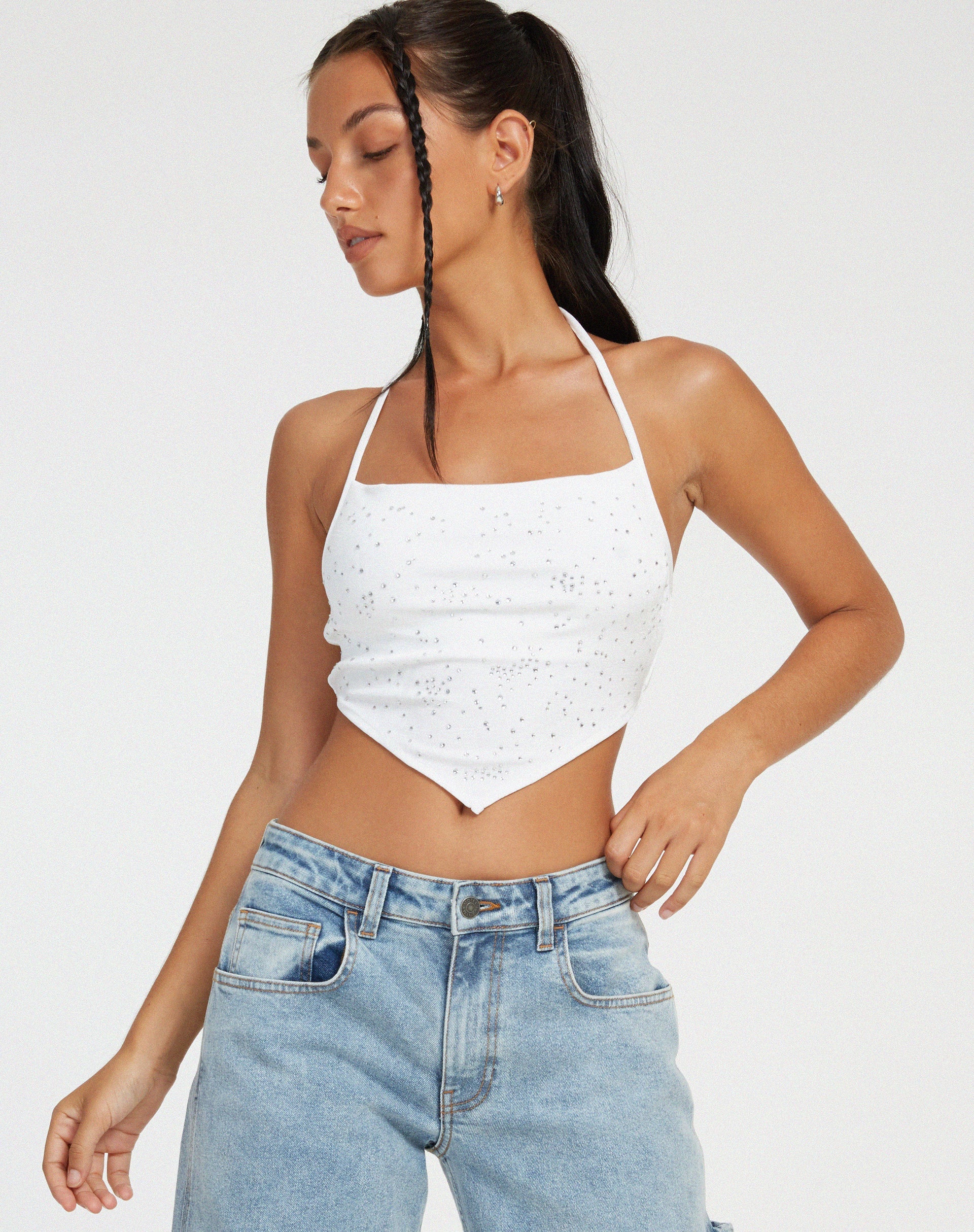 Abbildung von Ketida Crop Top in Weiß Diamante