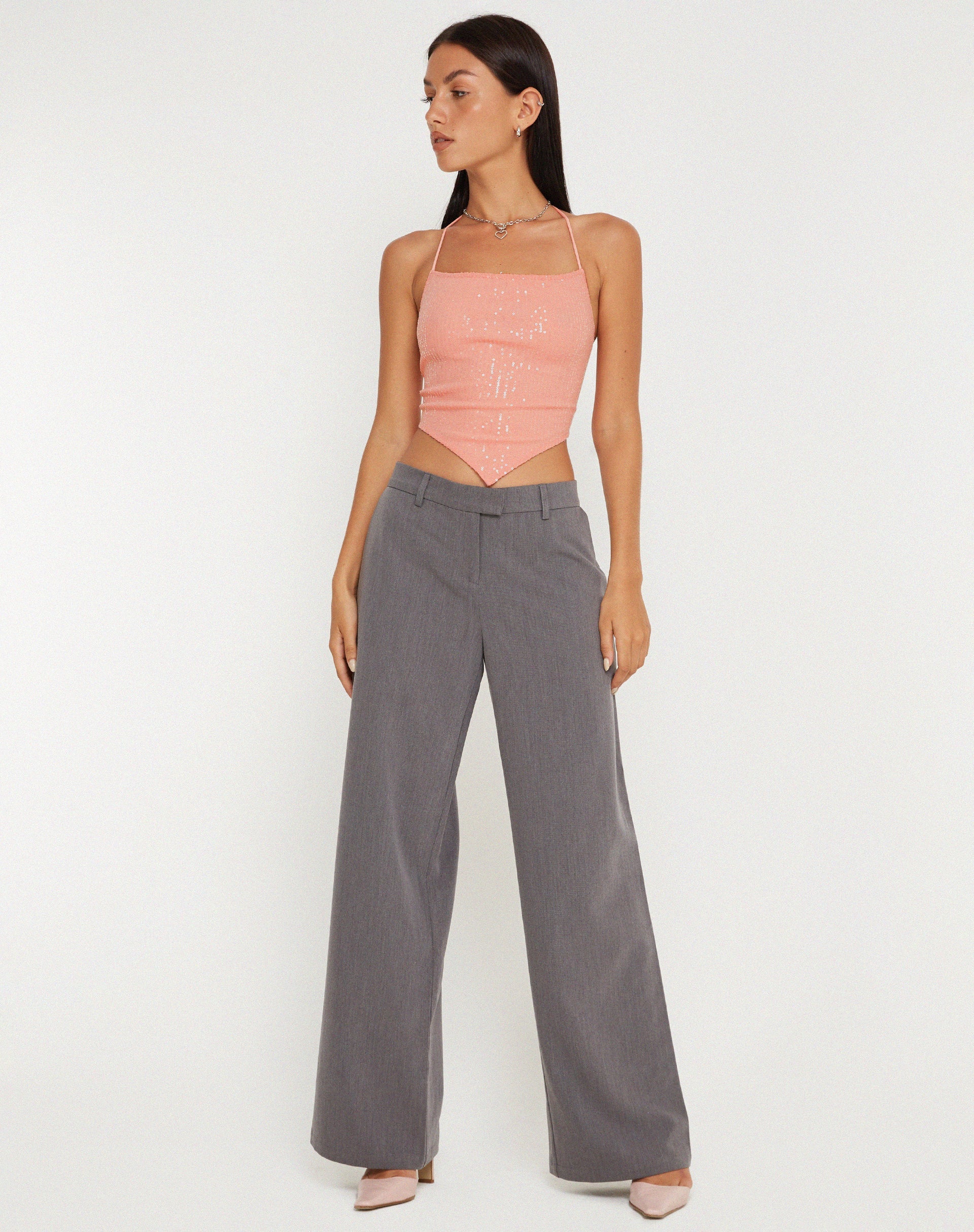 Bild von Ketida Crop Top in Drape Pailletten Rosa