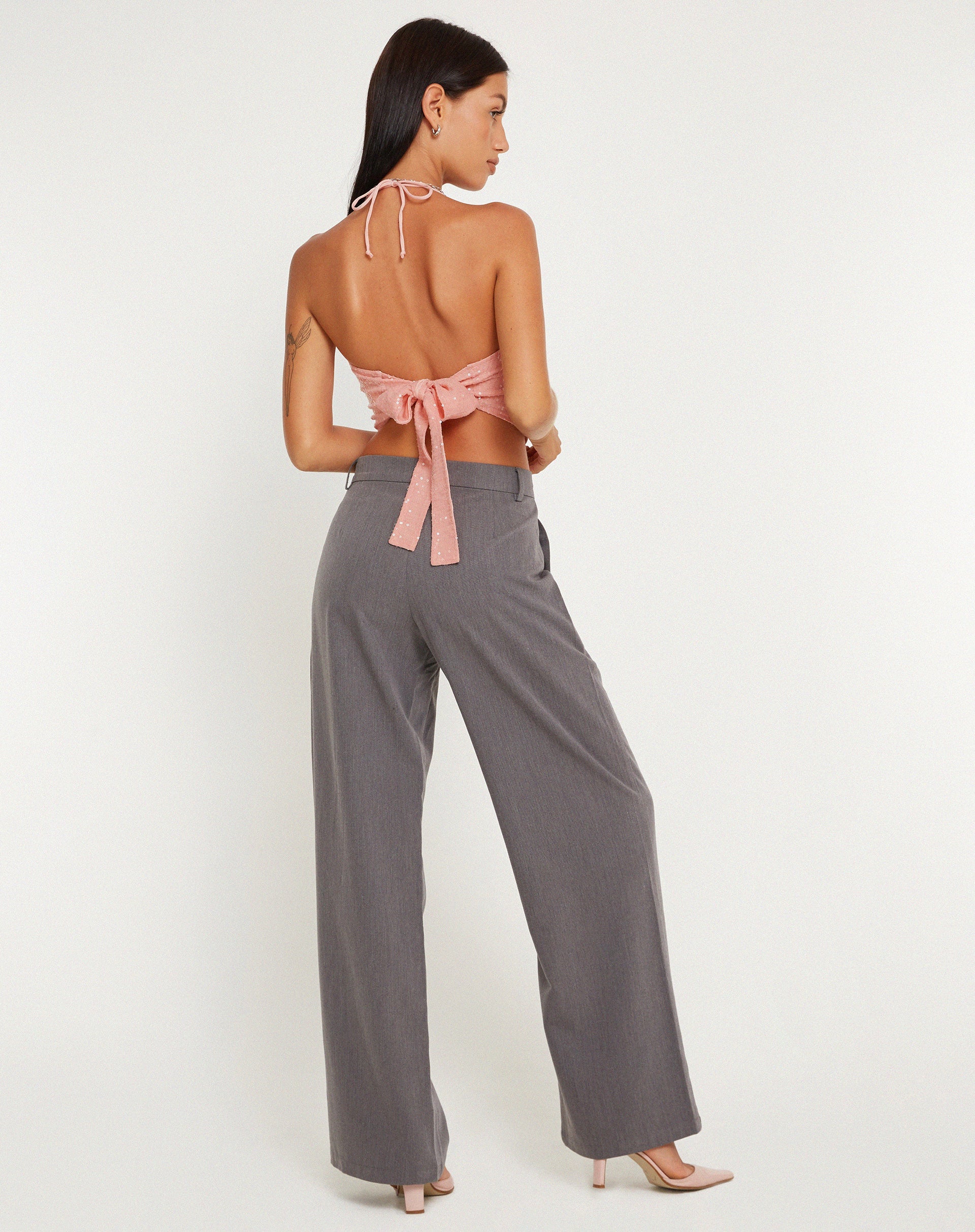 Bild von Ketida Crop Top in Drape Pailletten Rosa