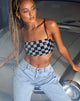 Keyan Tube Top aus Pailletten im Schachbrettmuster Schwarz und Silber