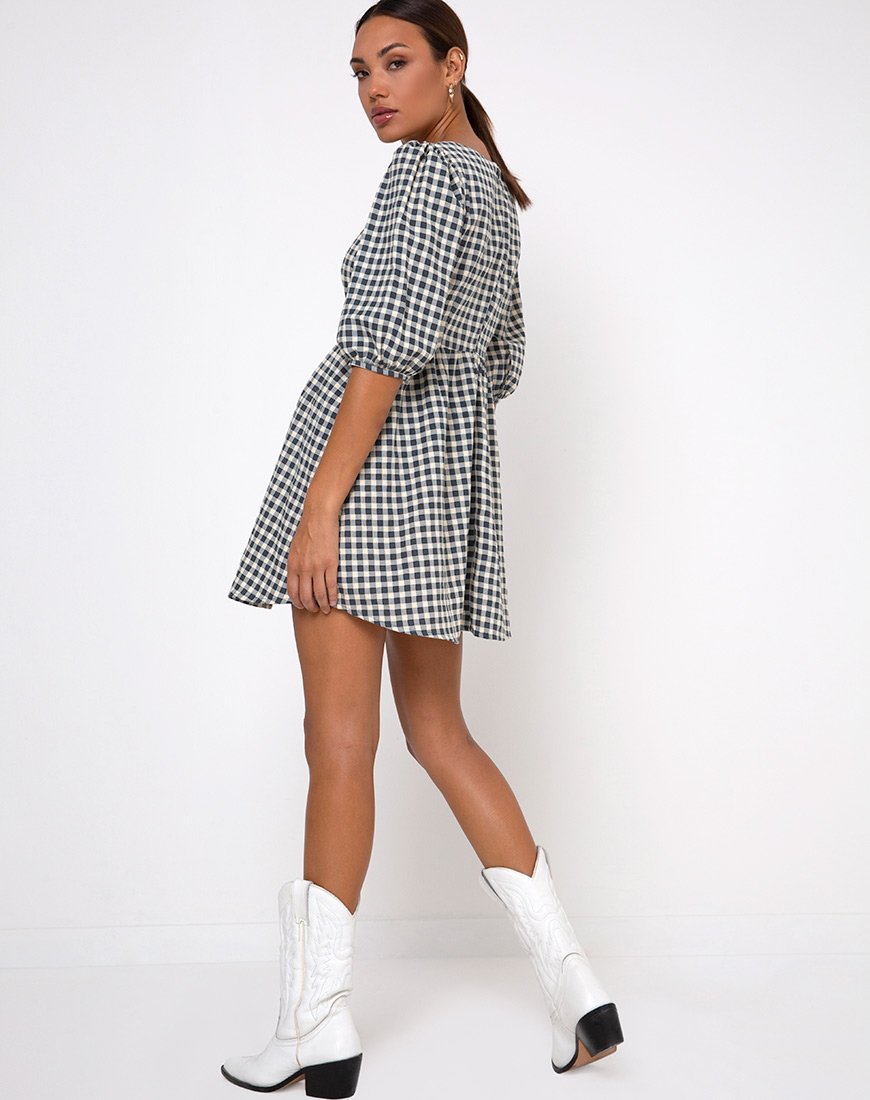 Image of Kezie Skaterkleid in Gingham Creme