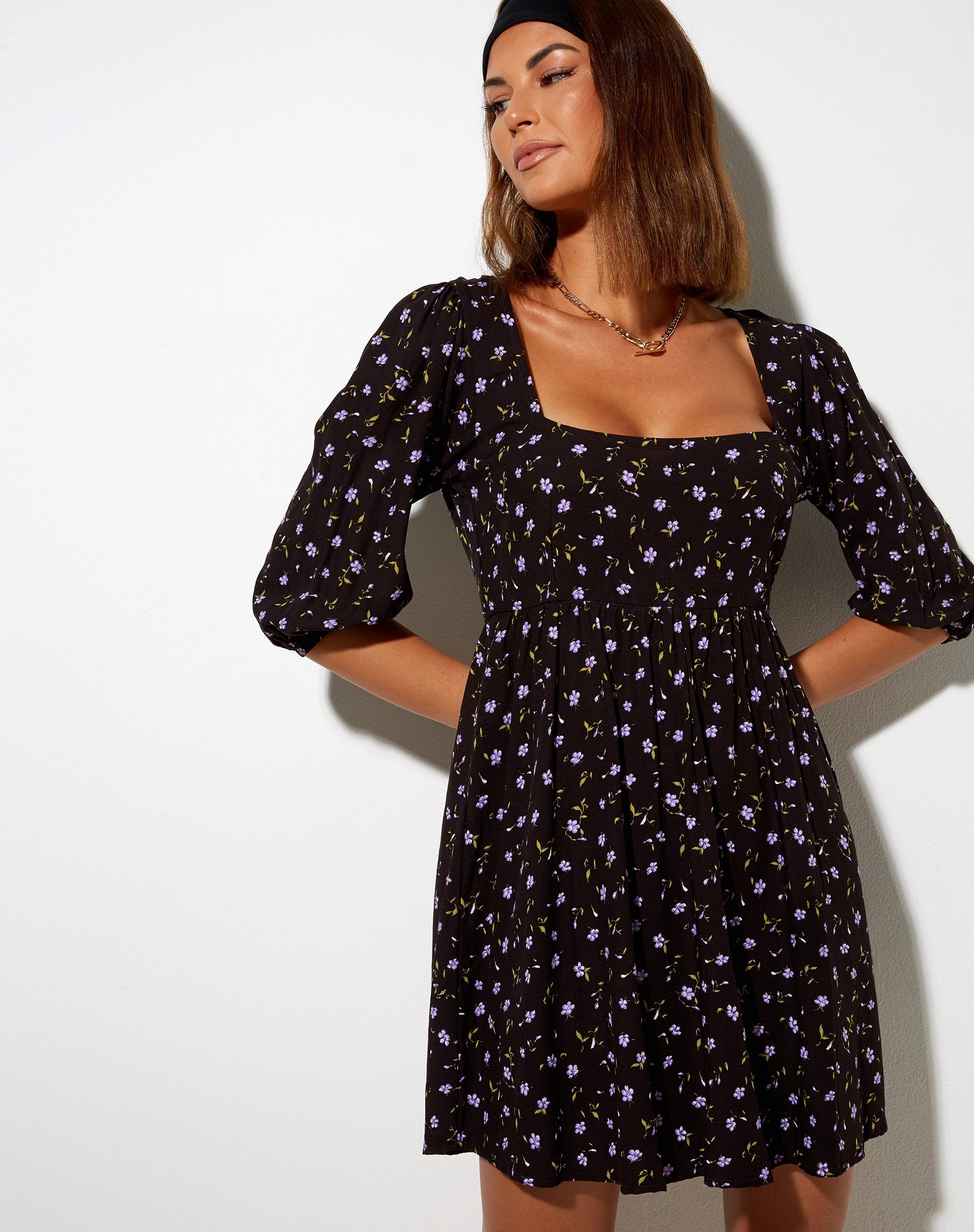 Bild von Kezie Skaterkleid in Pretty Petal Kaffee und Lila