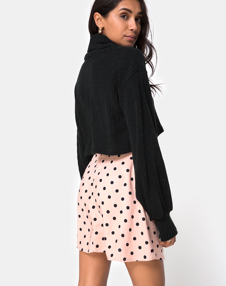 Khabel A-Linien-Rock in New Polka Nude Schwarz