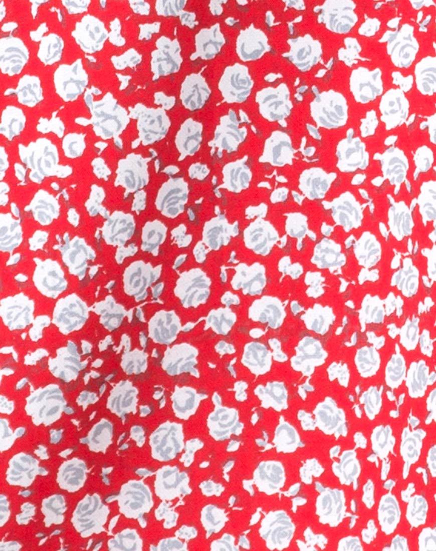 Bild von Kheb A-Linien-Rock in Ditsy Rose Rot und Silber
