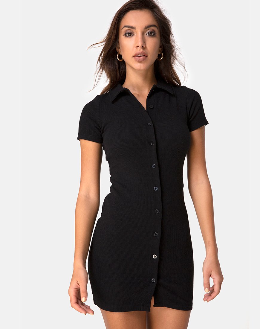 Kia Kleid aus schwarzer Rippe