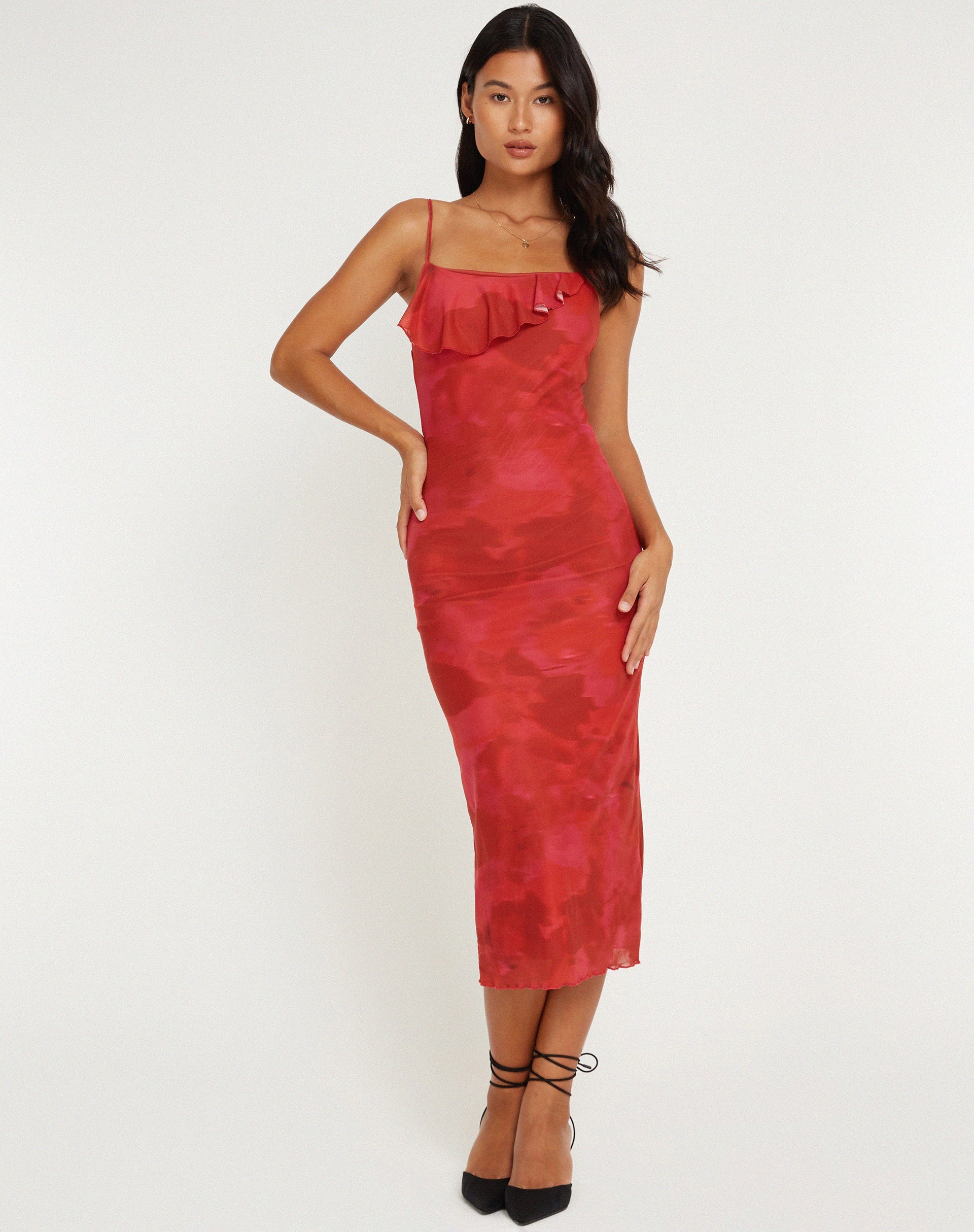 Abbildung von Kilia Midikleid in Watercolour Floral Rot