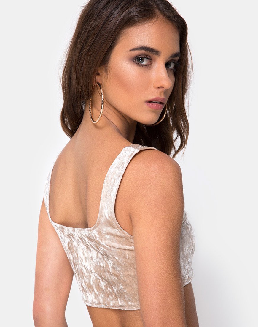 Kim Top in Crushed Velvet Creme