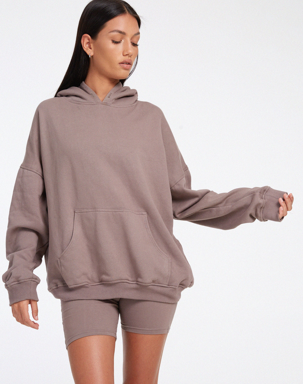 Oversize-Hoodie aus Fleece-Geweih