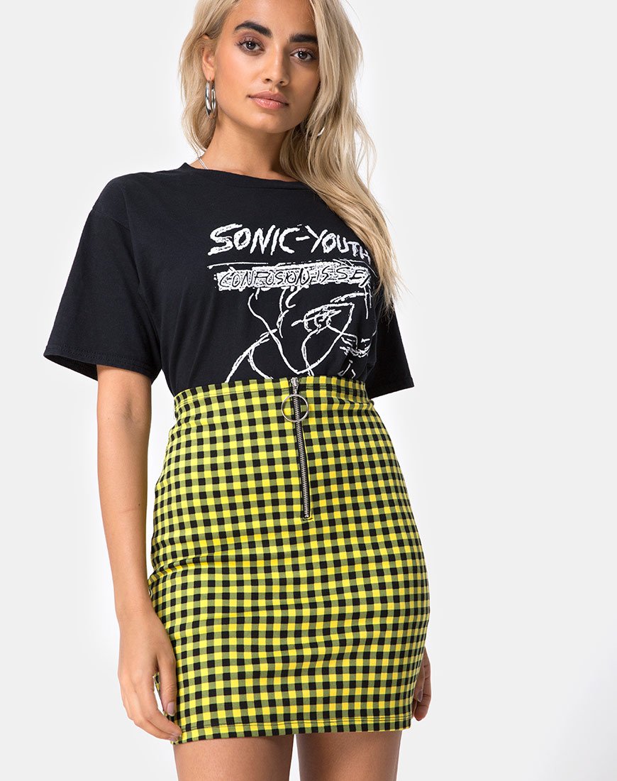 Bild von Kimber Bodycon-Rock in Medium Gingham Gelb