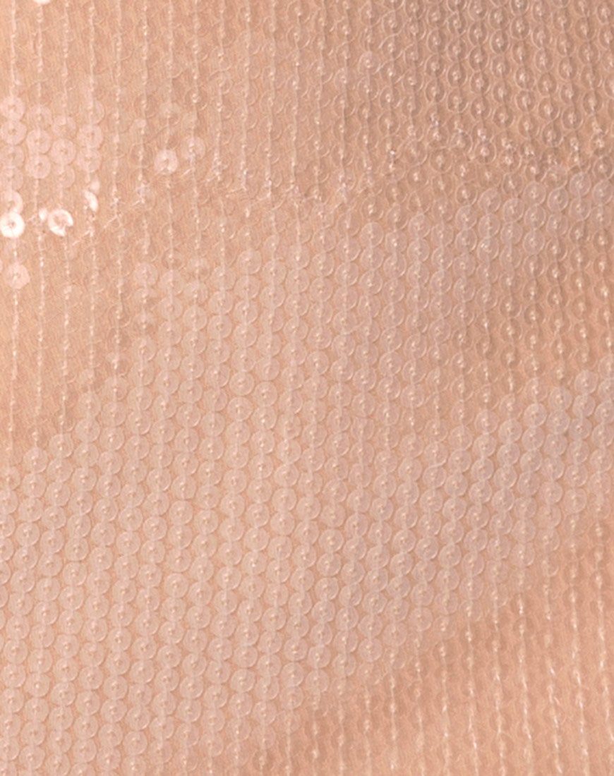Image of Champo Crop Top in Camel mit klarem Paillettenbesatz