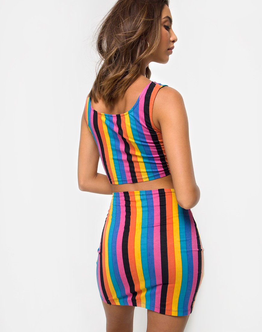Kimmy Bodycon-Rock in New Vertical Mixed Stripe