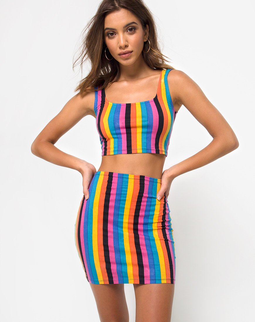 Kimmy Bodycon-Rock in New Vertical Mixed Stripe