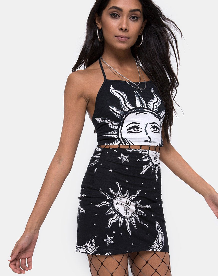 Kimmy Bodycon-Rock in Übergröße Sonne Mond und Sterne