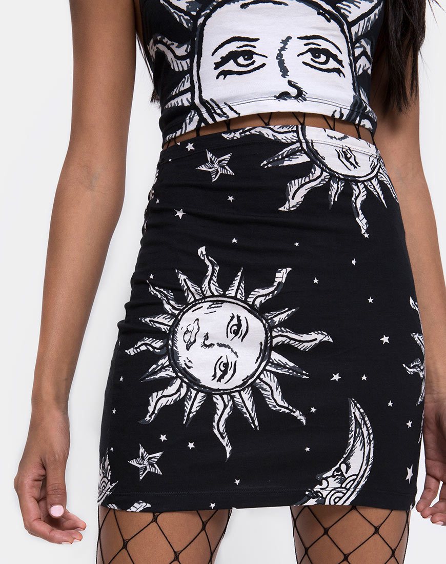 Bild von Kimmy Bodycon-Rock in Übergröße Sonne Mond und Sterne