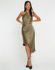 Abbildung: Kimora Midikleid aus Satin in Dunkel-Olive