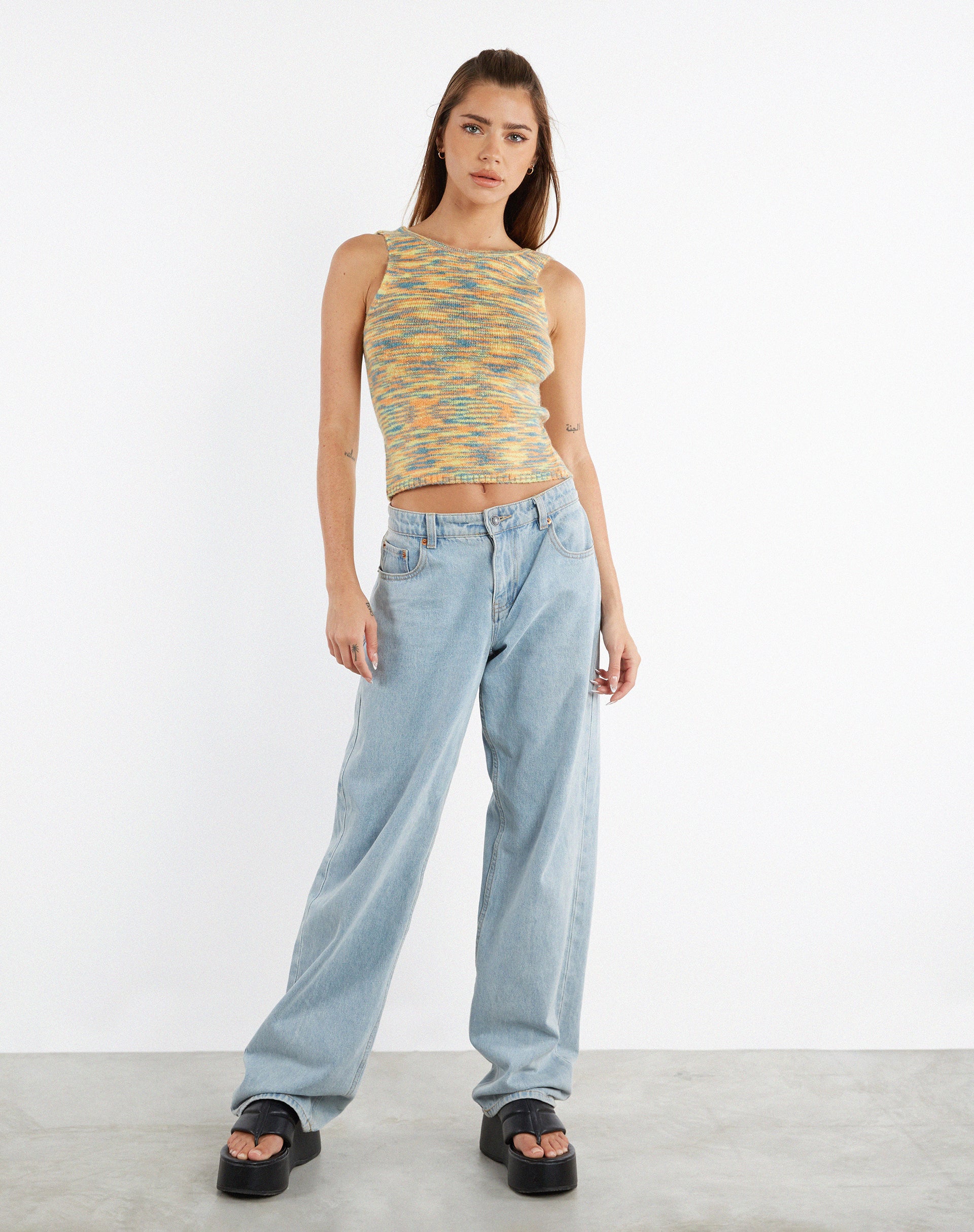 Bild von MOTEL X JACQUIE Kinda Crop Top in Mix Space Dye Multi Farbe