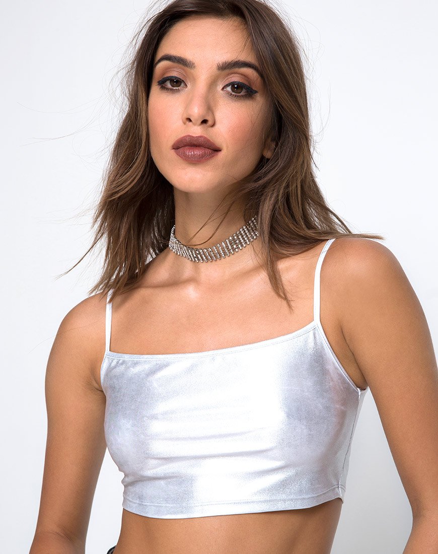 Kini Crop Top aus Spandex Silber