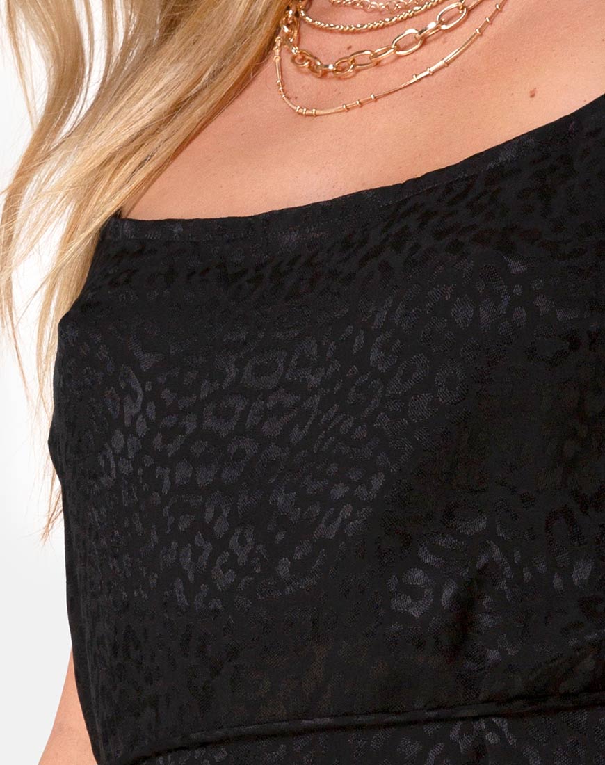 Image of Kinley Kleid aus Satin Cheetah Schwarz