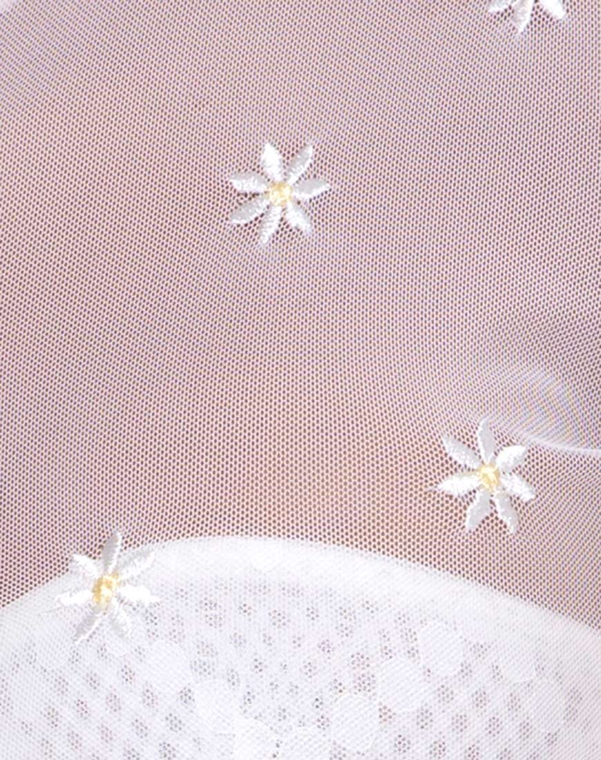 Image of Tince Top in Weiß Gänseblümchen Stickerei Weiß