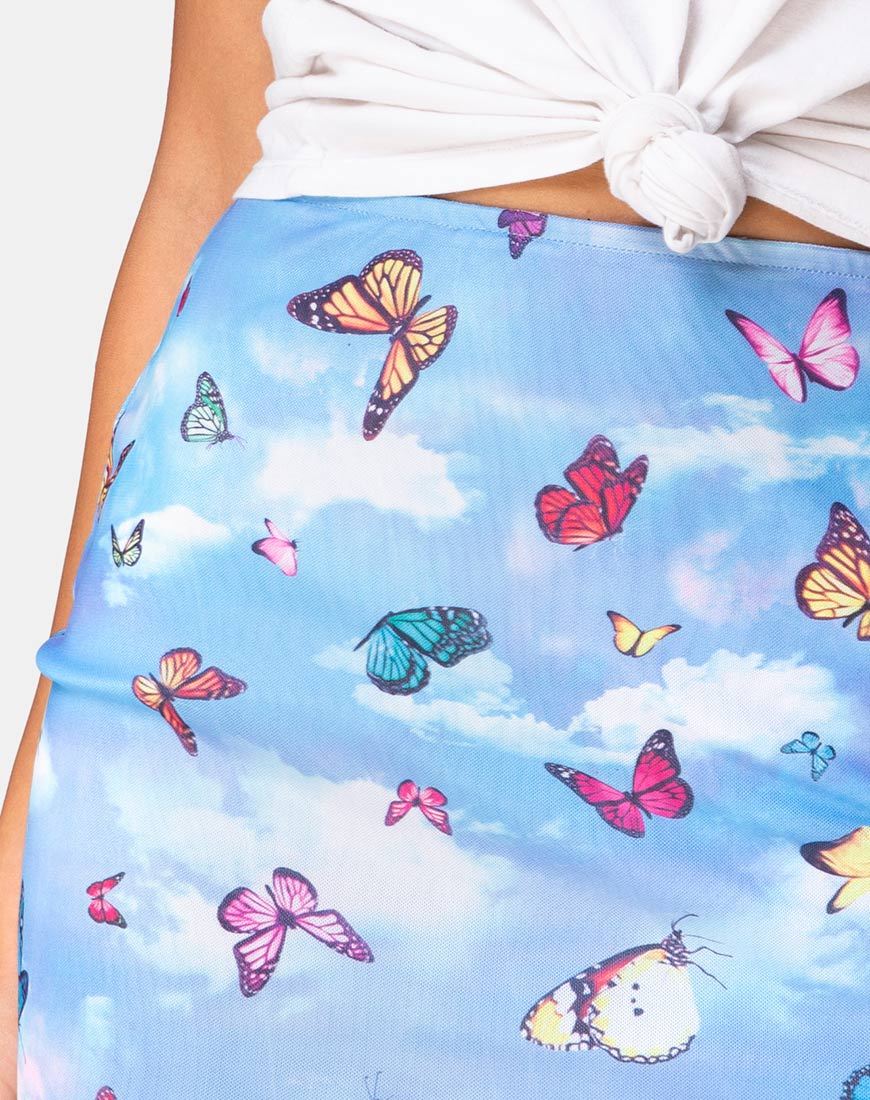 Bild von Kinnie Minirock aus Mesh Blau Butterfly