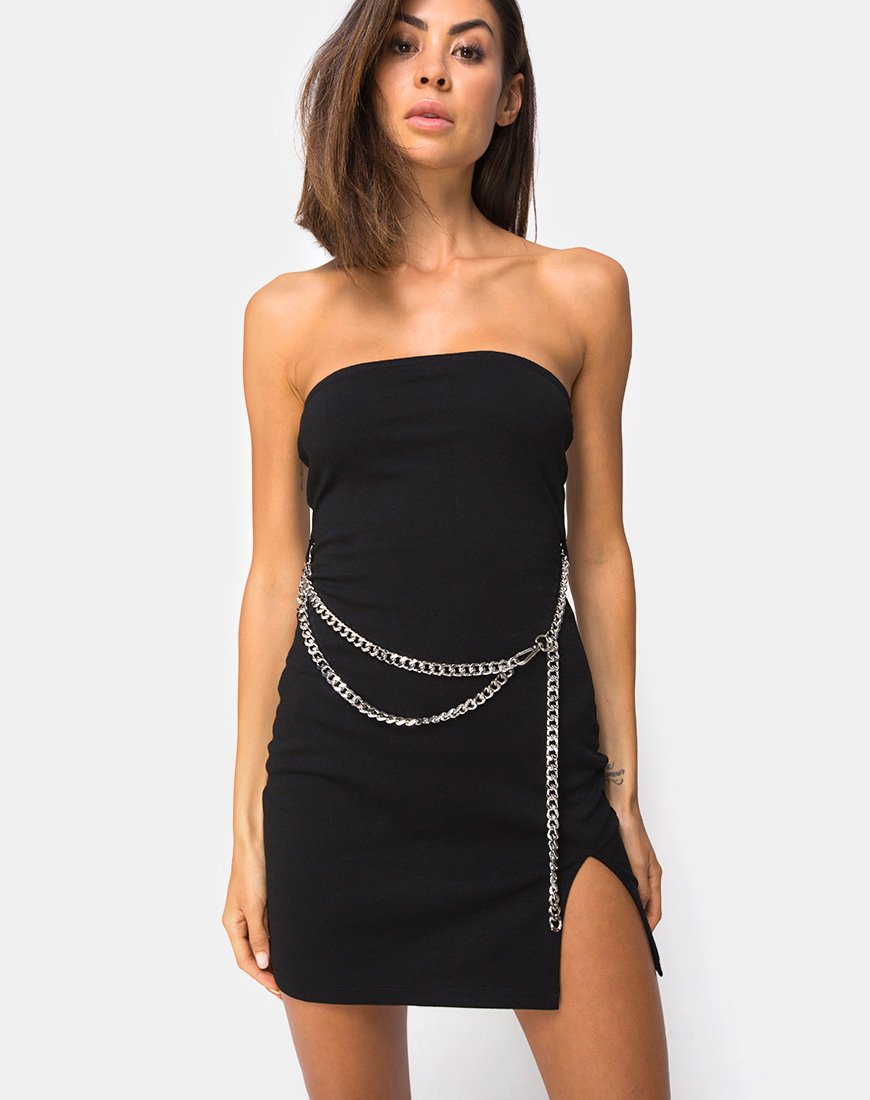 Koenig Minikleid in Schwarz mit Silberkette