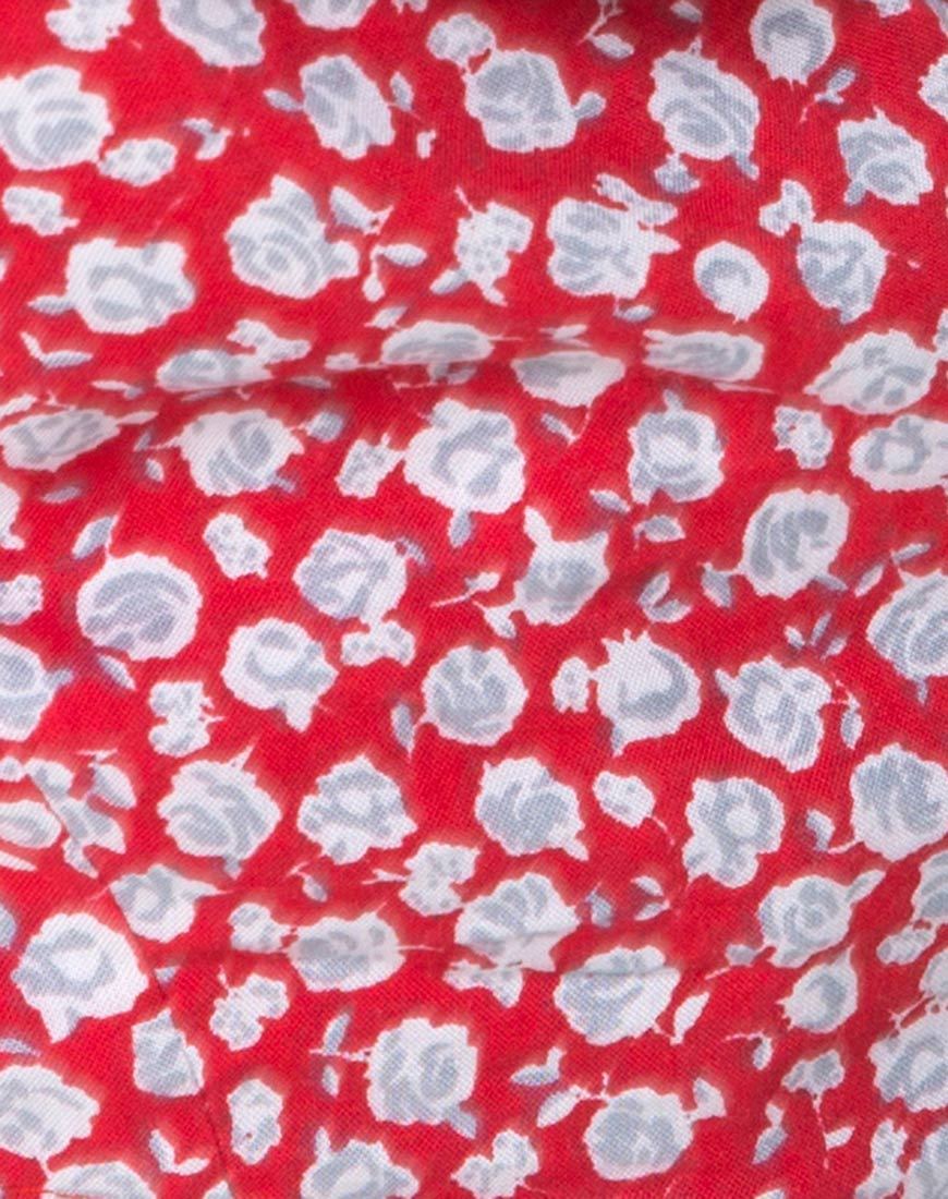 Bild von Koniva Crop Top in Ditsy Rose Rot und Silber