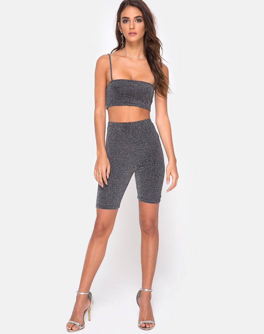 Image of Kozina Crop Top in Silber Glitter