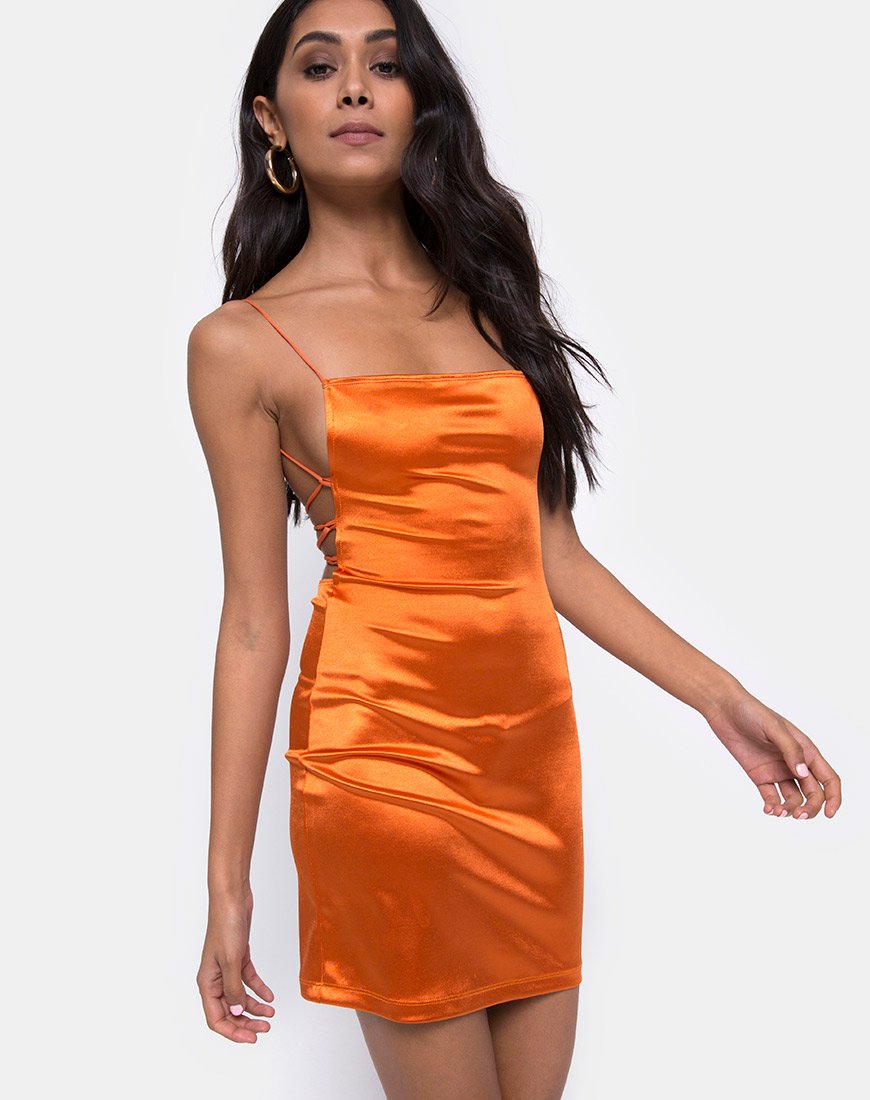 Kozue Minikleid aus Satin Salzkaramell