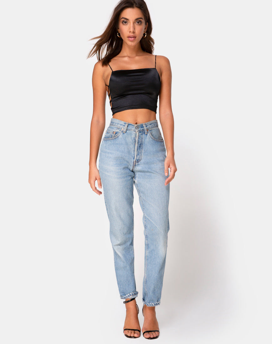 Bild von Ozka Crop Top aus Satin Schwarz