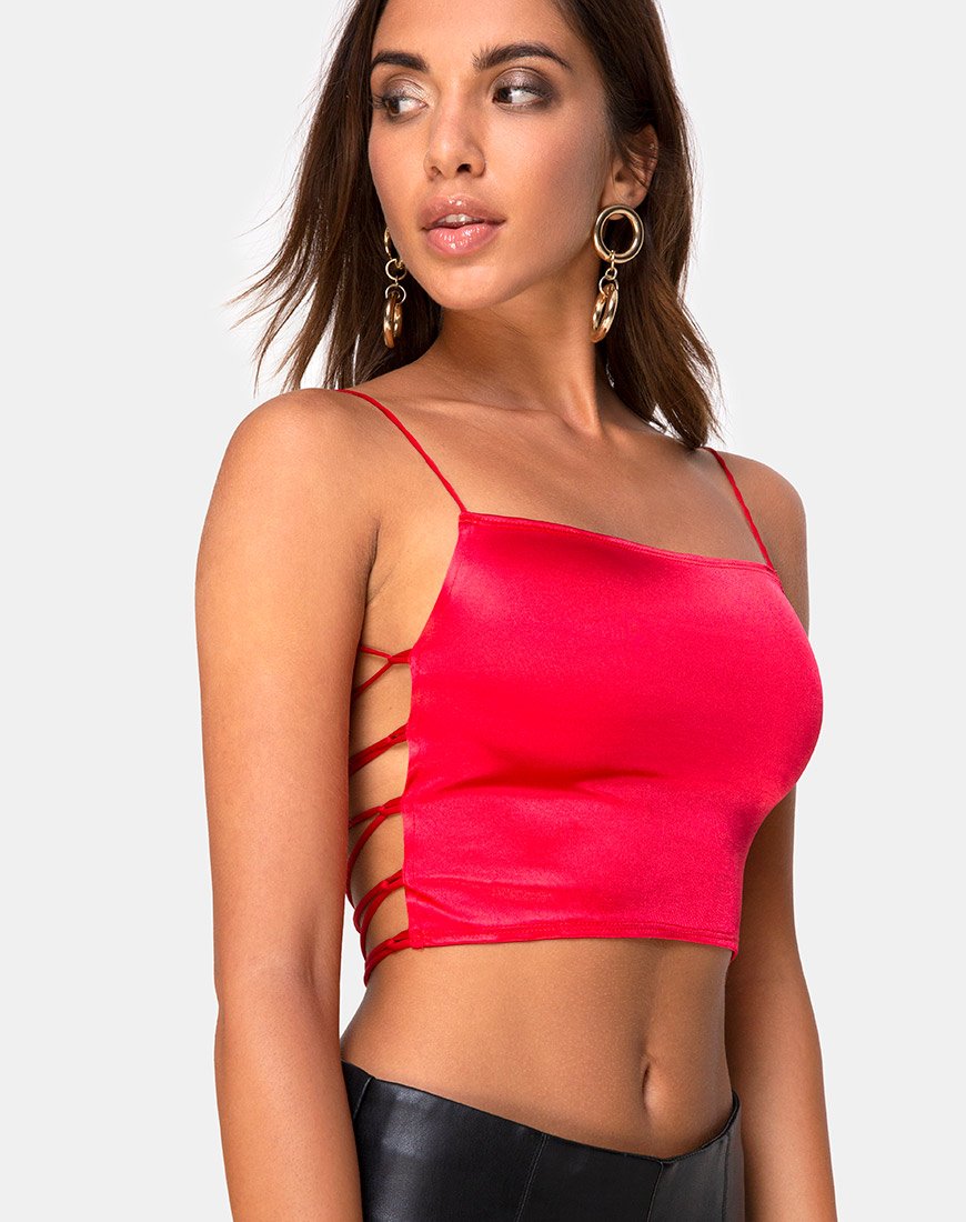 Ozka Crop Top in Satin Rot