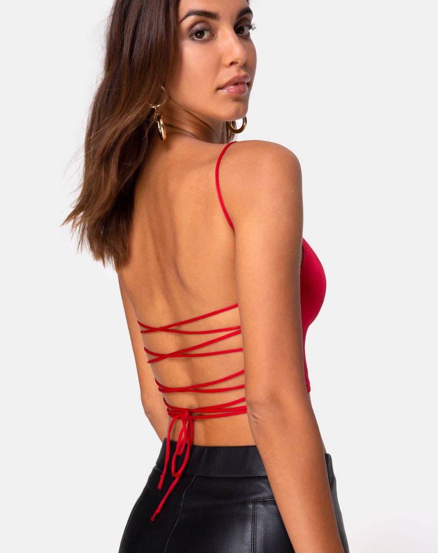 Ozka Crop Top in Satin Rot