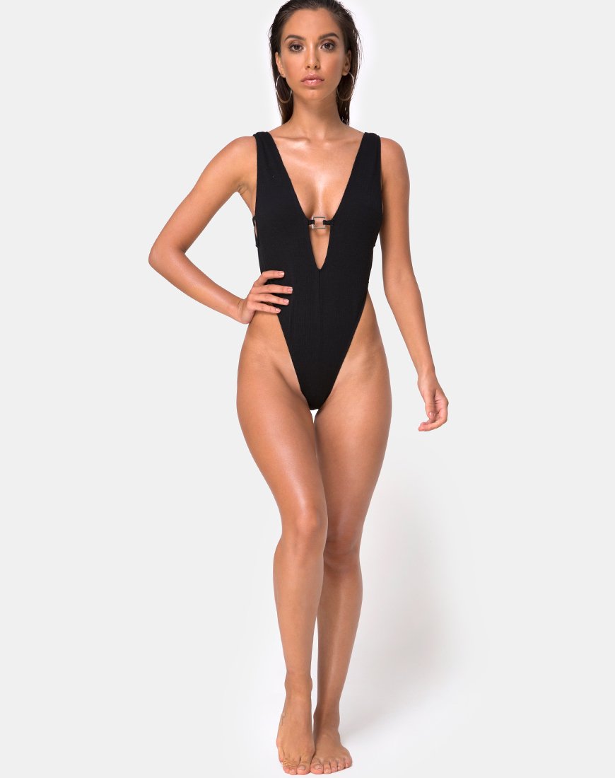 Image of Kristie Badeanzug in Schwarz Mini Rib