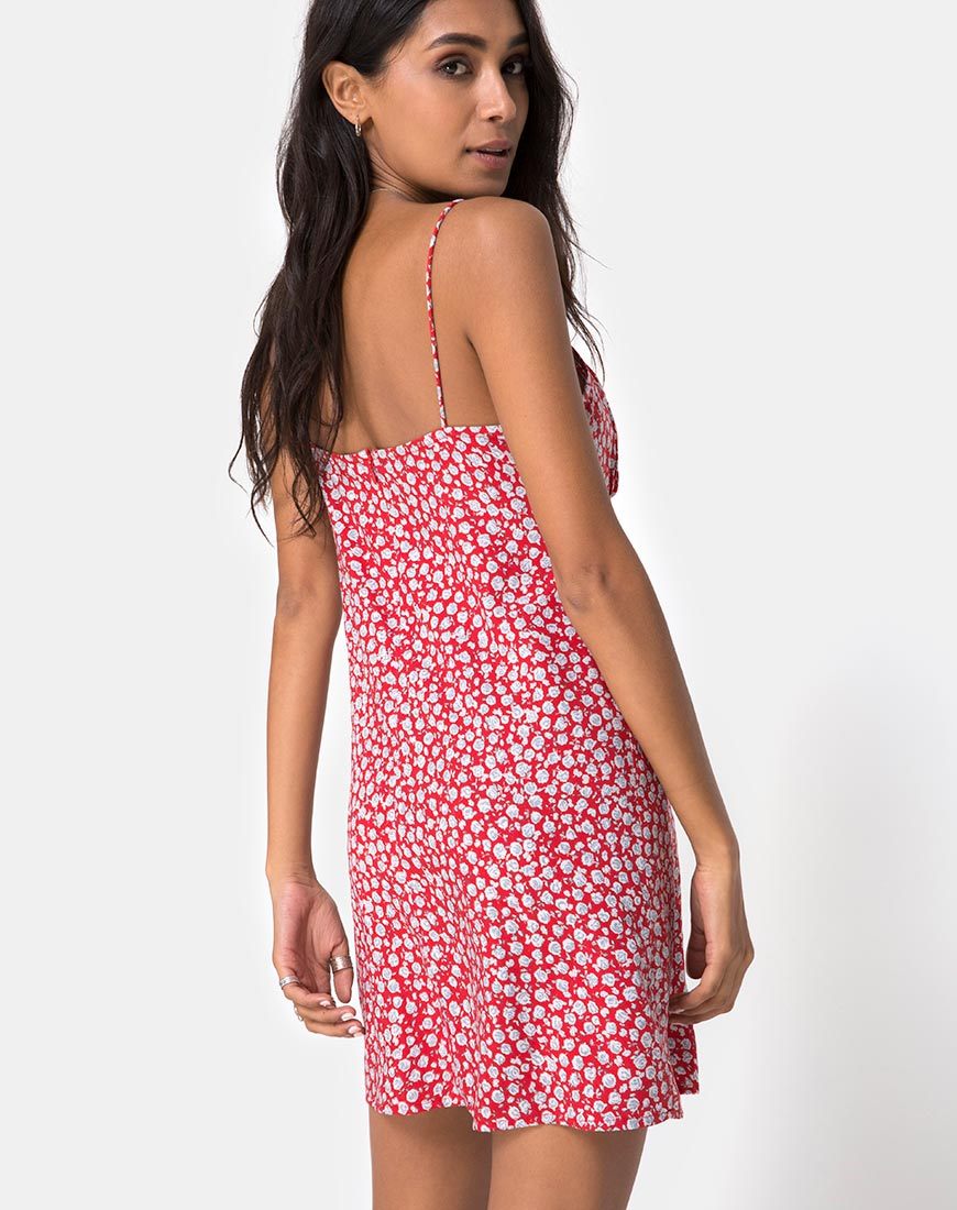 Bild von Kumala Slip Dress in Ditsy Rose Rot und Silber