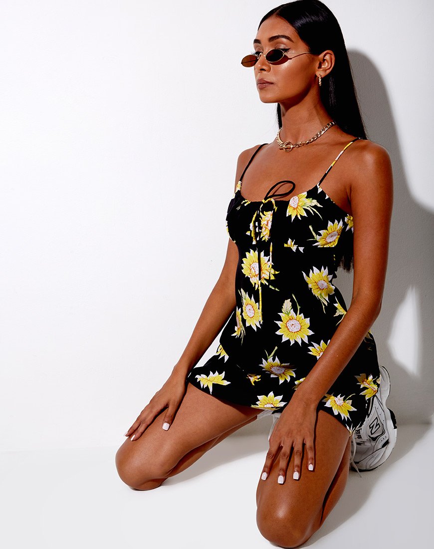 Mala Slip Dress in Sunny Days Schwarz