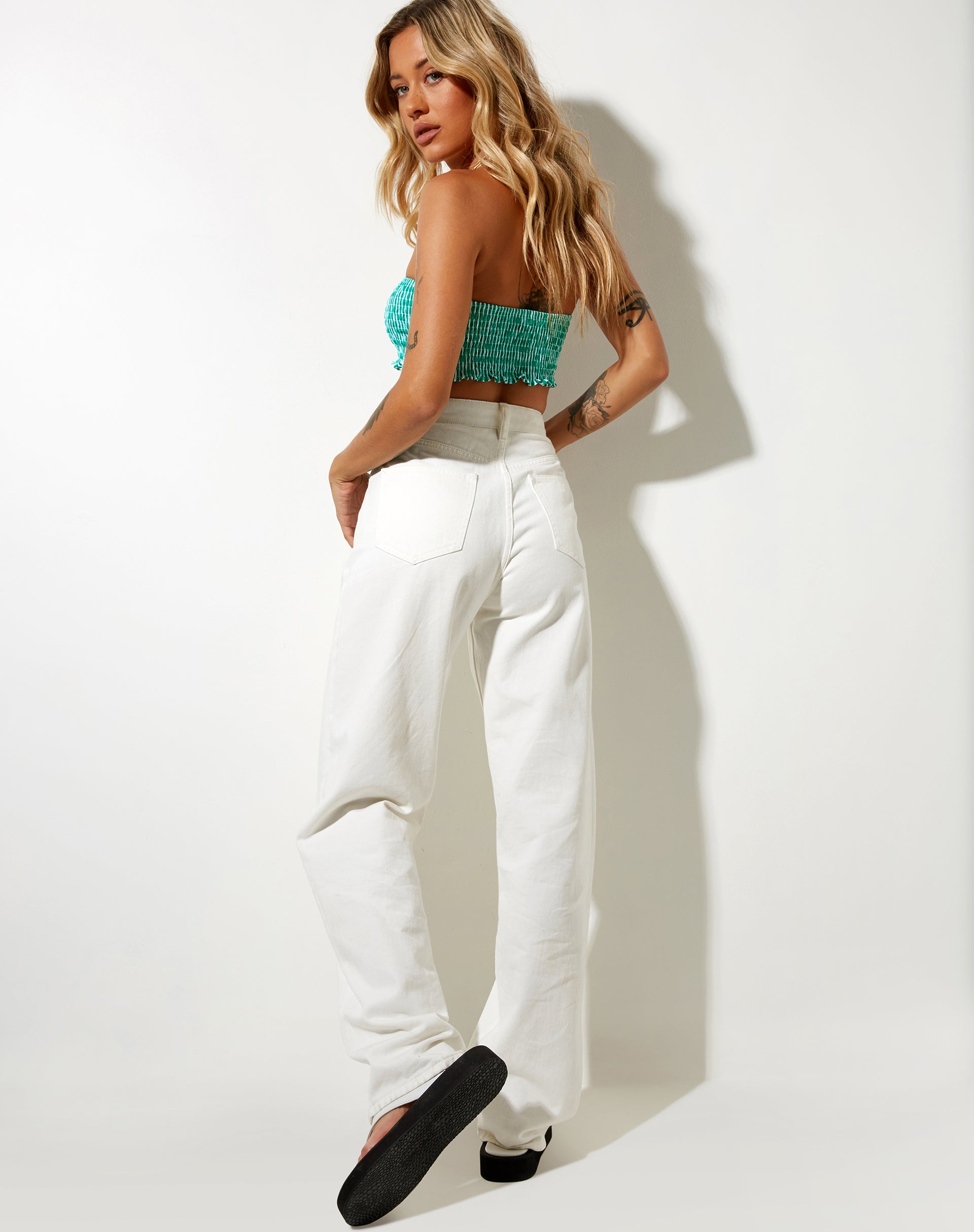 Bild von KUPKEE TOP VERTICAL STRIPE GRÜN WEISS