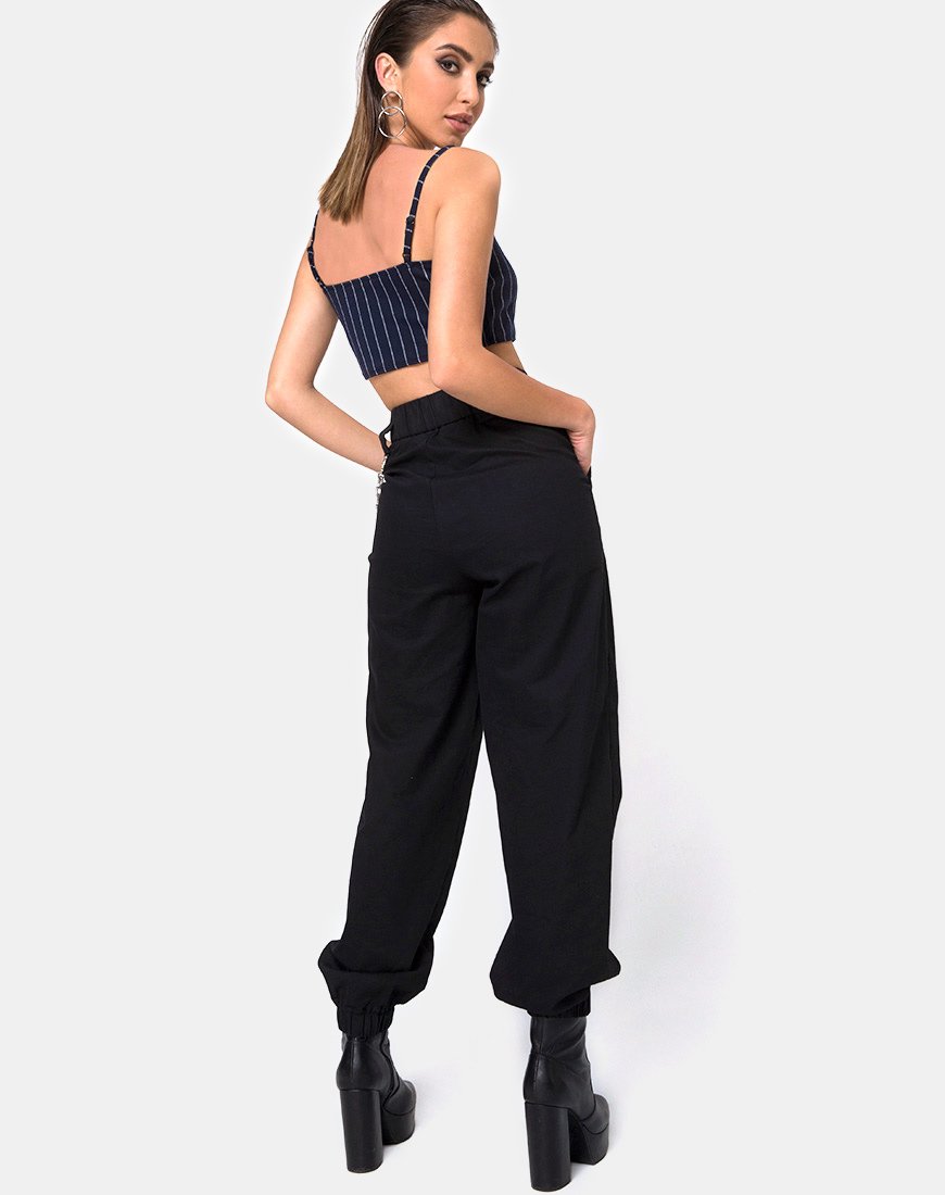 Bild von Kyga Crop Top in Navy Nadelstreifen