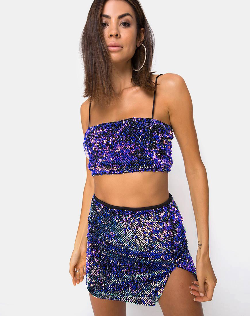 Kylie Crop Top aus Samt Laser Pink