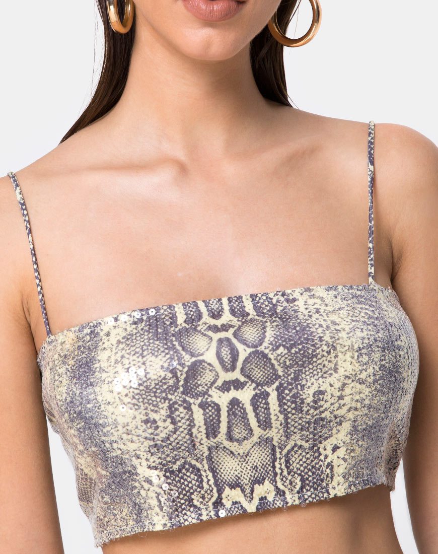Bild von Kylie Crop Top in Acid Snake Clear Pailletten
