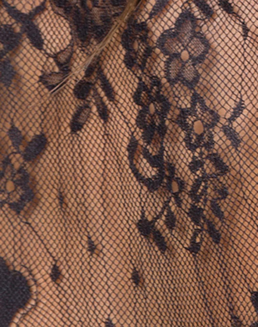 Image of Lahela Hochgeschlossenes Top aus floraler Wimpernspitze Schwarz