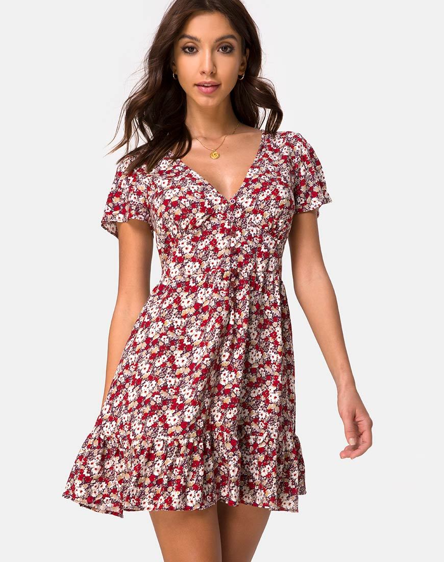 Laily Skater-Kleid mit floralem Charme Rot