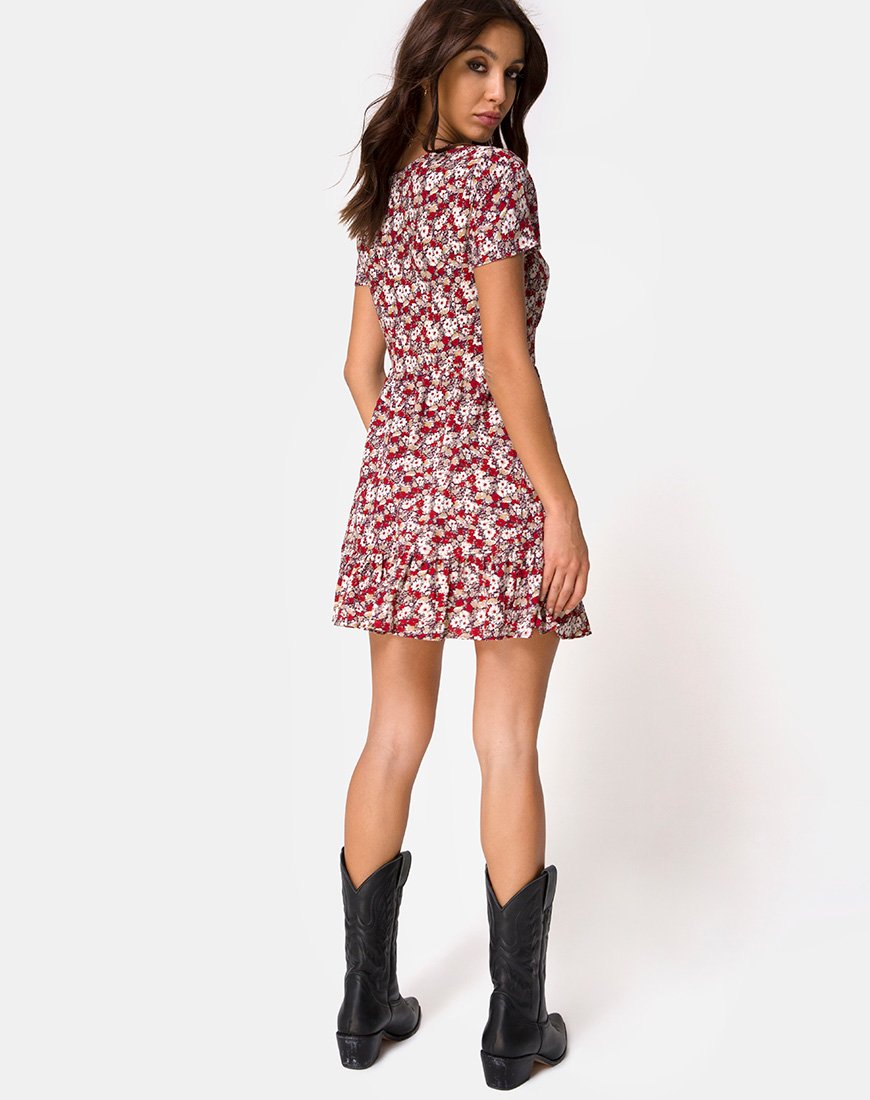 Image of Laily Skater-Kleid mit floralem Charme Rot